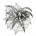 White Bahamas Jumping Spider standing on a leaf tattoo design idea