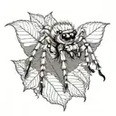 White Bahamas Jumping Spider standing on a leaf tattoo design idea