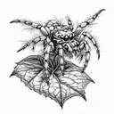 White Bahamas Jumping Spider standing on a leaf tattoo design idea