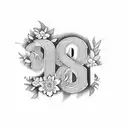 d and M initial with flowers to highlight peace tattoo design idea