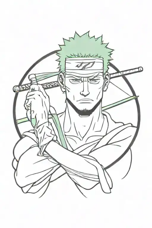 Portrait of Roronoa Zoro tattoo design idea