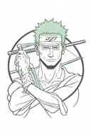 Portrait of Roronoa Zoro tattoo design idea