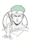 Portrait of Roronoa Zoro tattoo design idea