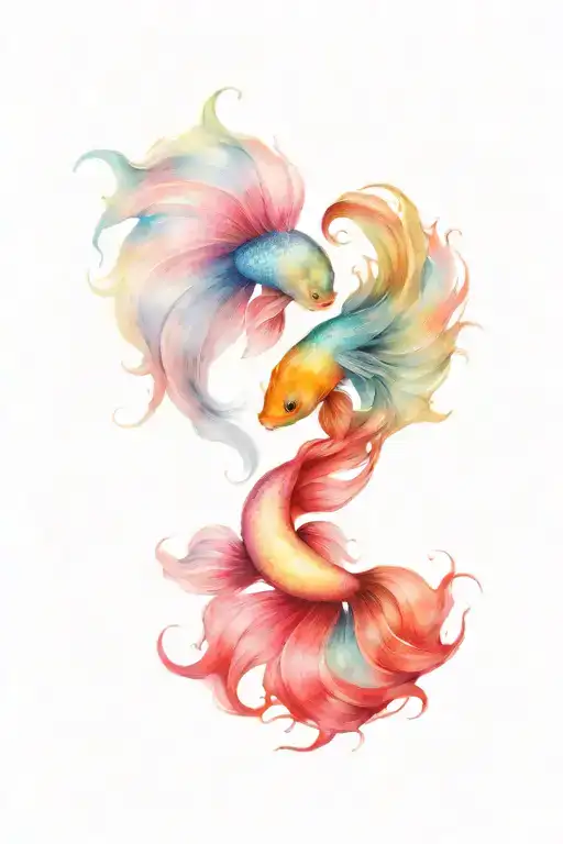Two betta fish ying yang tattoo design idea