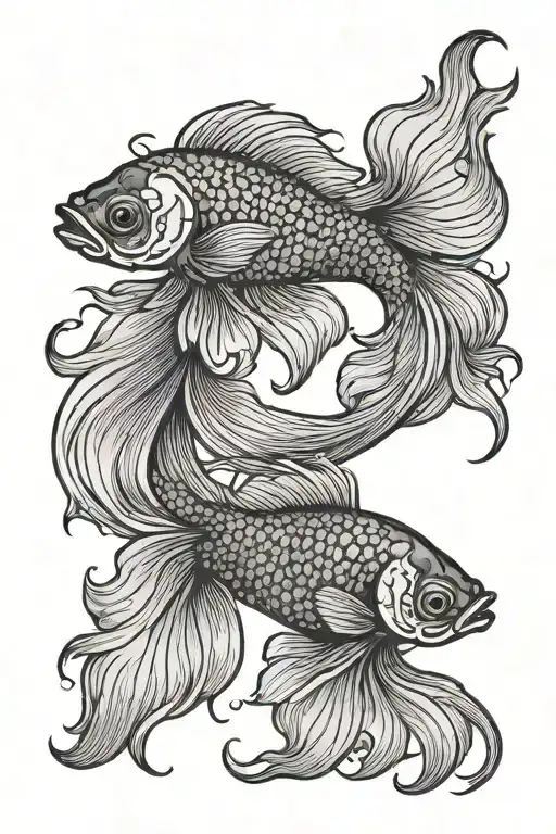 Two betta fish ying yang tattoo design idea