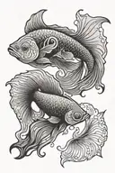 Two betta fish ying yang tattoo design idea