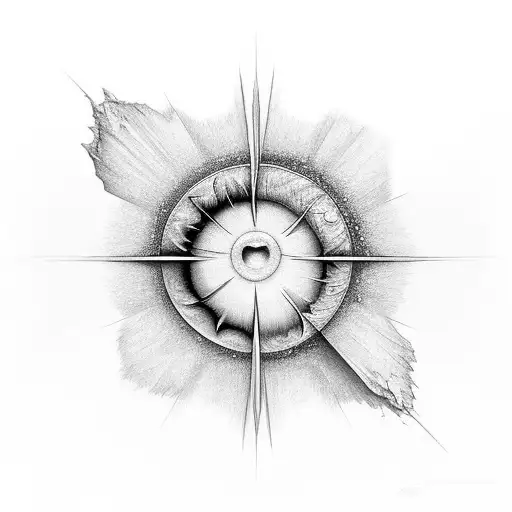 Half sun half moon. Vertically shown. Both really detailed. Above them i want some shadows  tattoo design idea