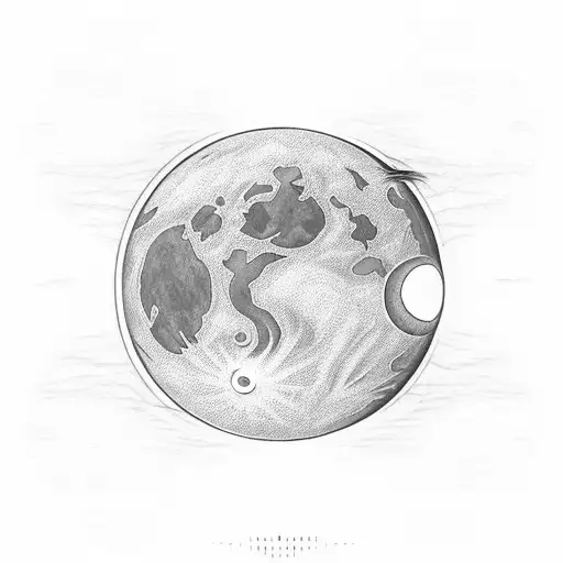 Half sun and half moon. I want them to make a planet together. Vertically shown.  Above them i want some shadows  tattoo design idea