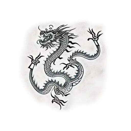 Chinese Dragon Tattoo Design. Monochrome Graphic by pch.vector · Creative  Fabrica