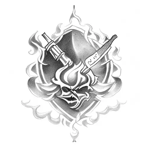 Amidst the flames of history, we carry the torch of honor; a family's valorous legacy, a journey's triumph tattoo design idea