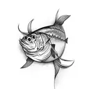 fish hook and father tattoo design idea