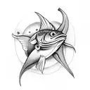 fish hook and father tattoo design idea