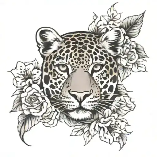 leopard print skin and flowers wrapped tattoo design idea