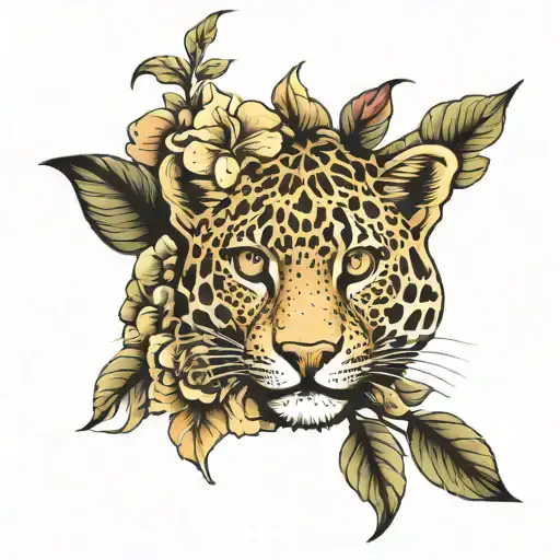 leopard print and flowers wrapped tattoo design idea
