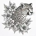 cheetah print and flower blooming tattoo design idea
