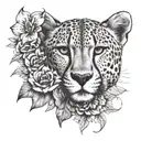 cheetah print and flower blooming tattoo design idea
