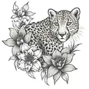 cheetah print and flower blooming tattoo design idea