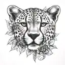 cheetah print and flower blooming tattoo design idea