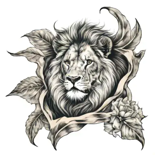 Lion on the big chest tattoo design idea
