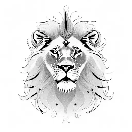 A majestic lion with the heads of the client's two sons emerging from its mane tattoo design idea