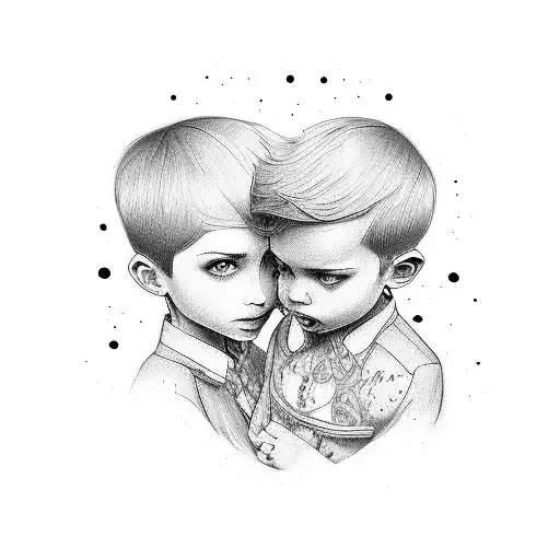 family with two sons on hand  tattoo design idea