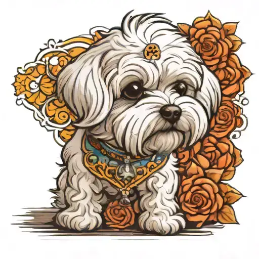 maltese bichon dog tattoo design idea