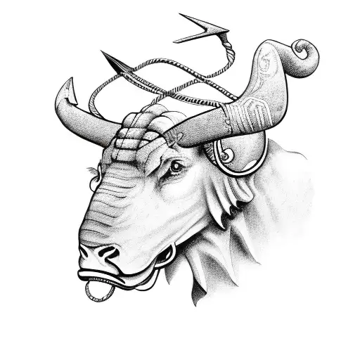 Taurus with anchor tattoo design idea