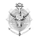 Taurus with anchor tattoo design idea