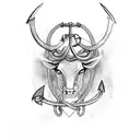 Taurus with anchor tattoo design idea