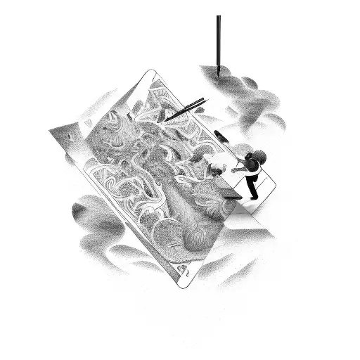 A surreal depiction of an artist creating a masterpiece in a virtual reality world tattoo design idea