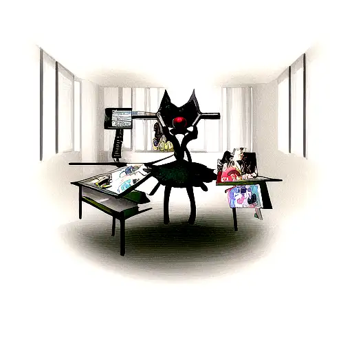 A surreal depiction of an artist creating a masterpiece in a virtual reality world tattoo design idea