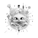 A surreal depiction of an artist creating a masterpiece in a virtual reality world tattoo design idea