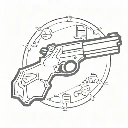 Israel and guns inside a black frame tattoo design idea