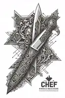 Chef knife tattoo design idea