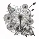 dandelion feather music notes floating away tattoo design idea
