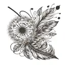 dandelion feather music notes floating away tattoo design idea