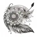 dandelion feather music notes floating away tattoo design idea