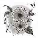 dandelion feather music notes floating away tattoo design idea