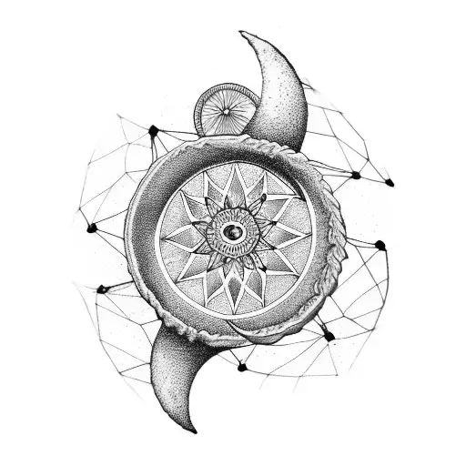 Taurus crescent moon dream catcher  tattoo design idea