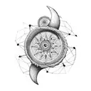 Taurus crescent moon dream catcher  tattoo design idea