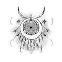 Taurus crescent moon dream catcher  tattoo design idea