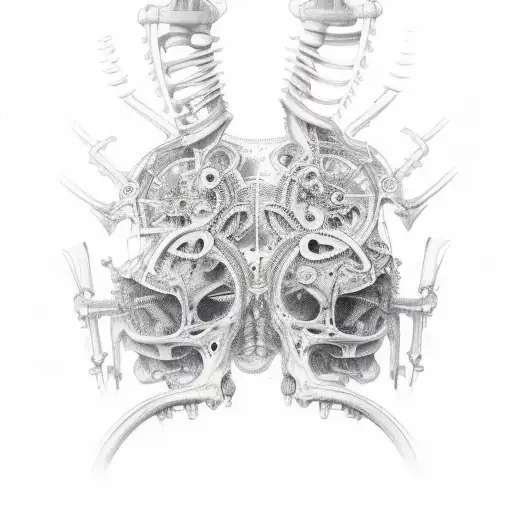 biomechanical organs sleeve tattoo design idea