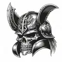 warhammer 40k space marine helmet half skull wearing tattoo design idea