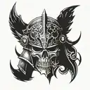 warhammer 40k space marine helmet half skull wearing tattoo design idea