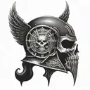 warhammer 40k space marine helmet half skull wearing tattoo design idea