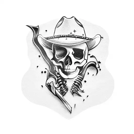 cowboy skeleton tattoo design idea