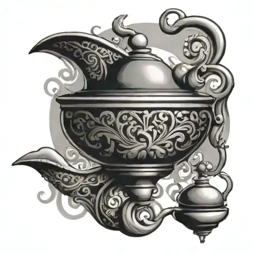 magic lamp genie tattoo design idea