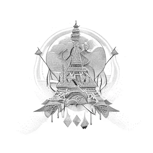 787 sailig travel tattoo design idea