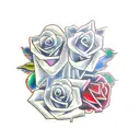 hawk eye with roses and house number 41 and words "another day another blessing" tattoo design idea