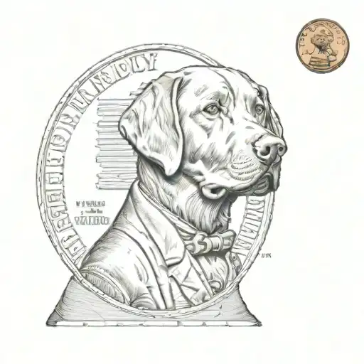 a penny but a Labrador retriever instead of Lincoln  tattoo design idea